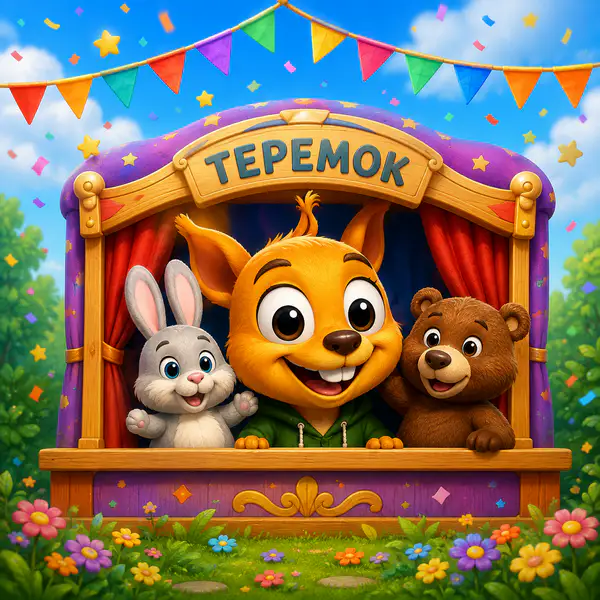 Белка и герои кукольного театра «Теремок»